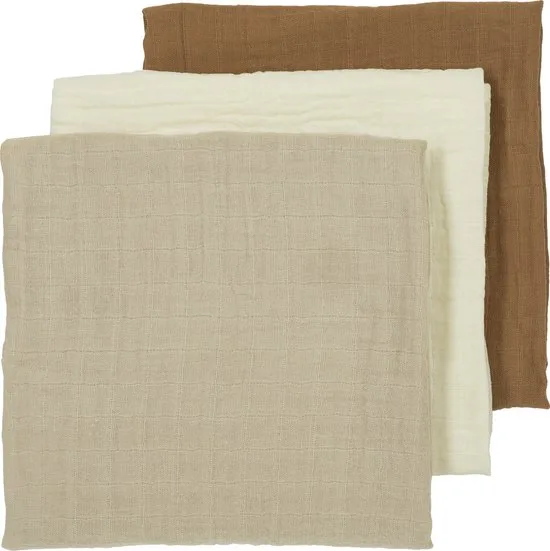 Meyco Meyco Uni Hydrofiele Doeken - 3-pack - Offwhite/Sand/Toffee - 70x70cm